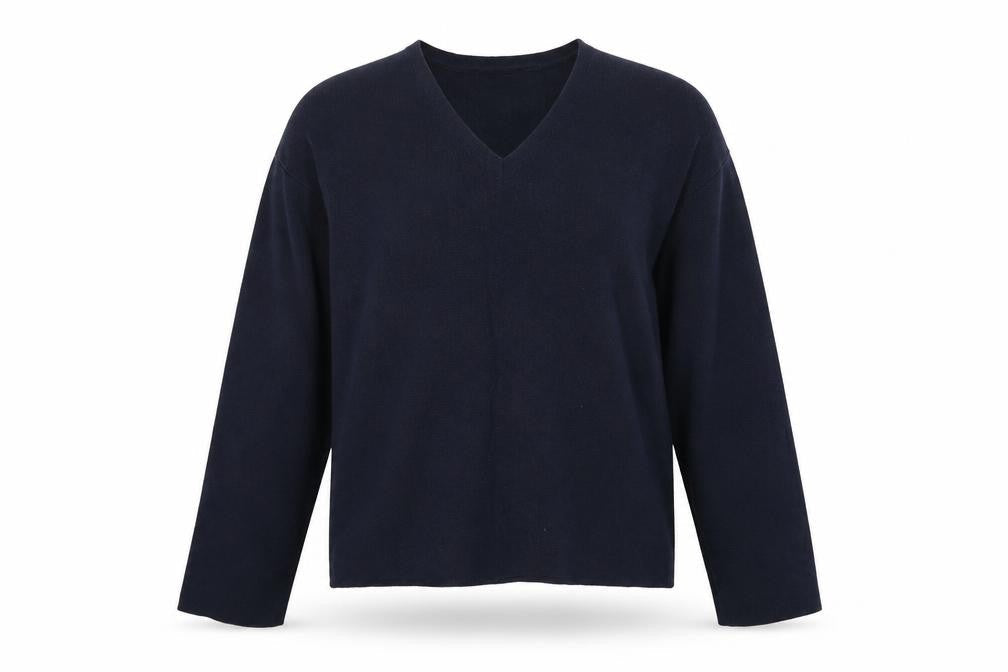 Marks and Spencer Womens Blue V-Neck Cotton Pullover Jumper Size M