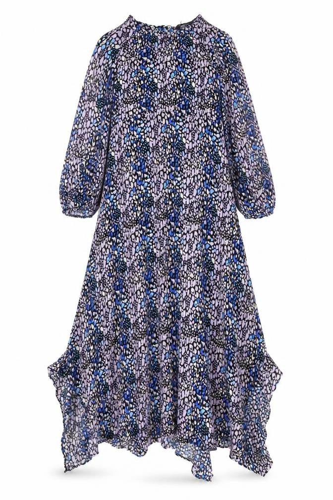 Marks and Spencer Womens Multicoloured Animal Print Viscose A-Line Size 8 Round Neck Zip - Leopard Print