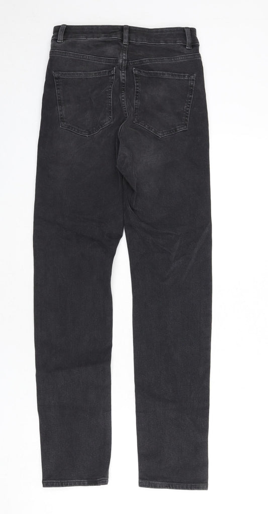 Marks and Spencer Womens Grey Cotton Straight Jeans Size 6 L26 in Regular Zip