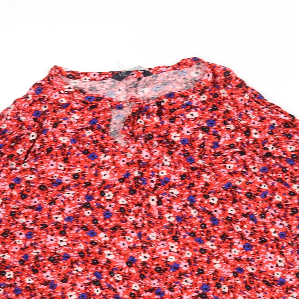 Marks and Spencer Womens Multicoloured Floral Viscose Basic Blouse Size 10 V-Neck