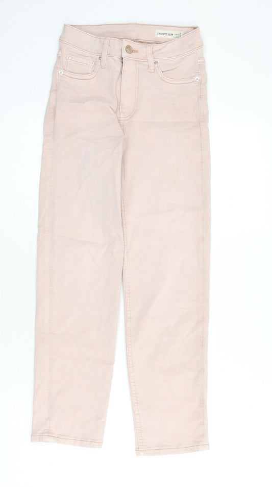 Marks and Spencer Womens Pink Cotton Skinny Jeans Size 6 L24 in Slim Zip - Cropped