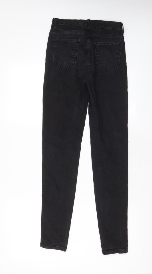 Boohoo Womens Black Cotton Skinny Jeans Size 10 L29 in Regular Zip - Pockets