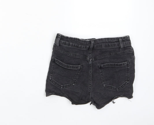 New Look Girls Grey Cotton Bermuda Shorts Size 10 Years Regular Zip - Distressed, Pockets
