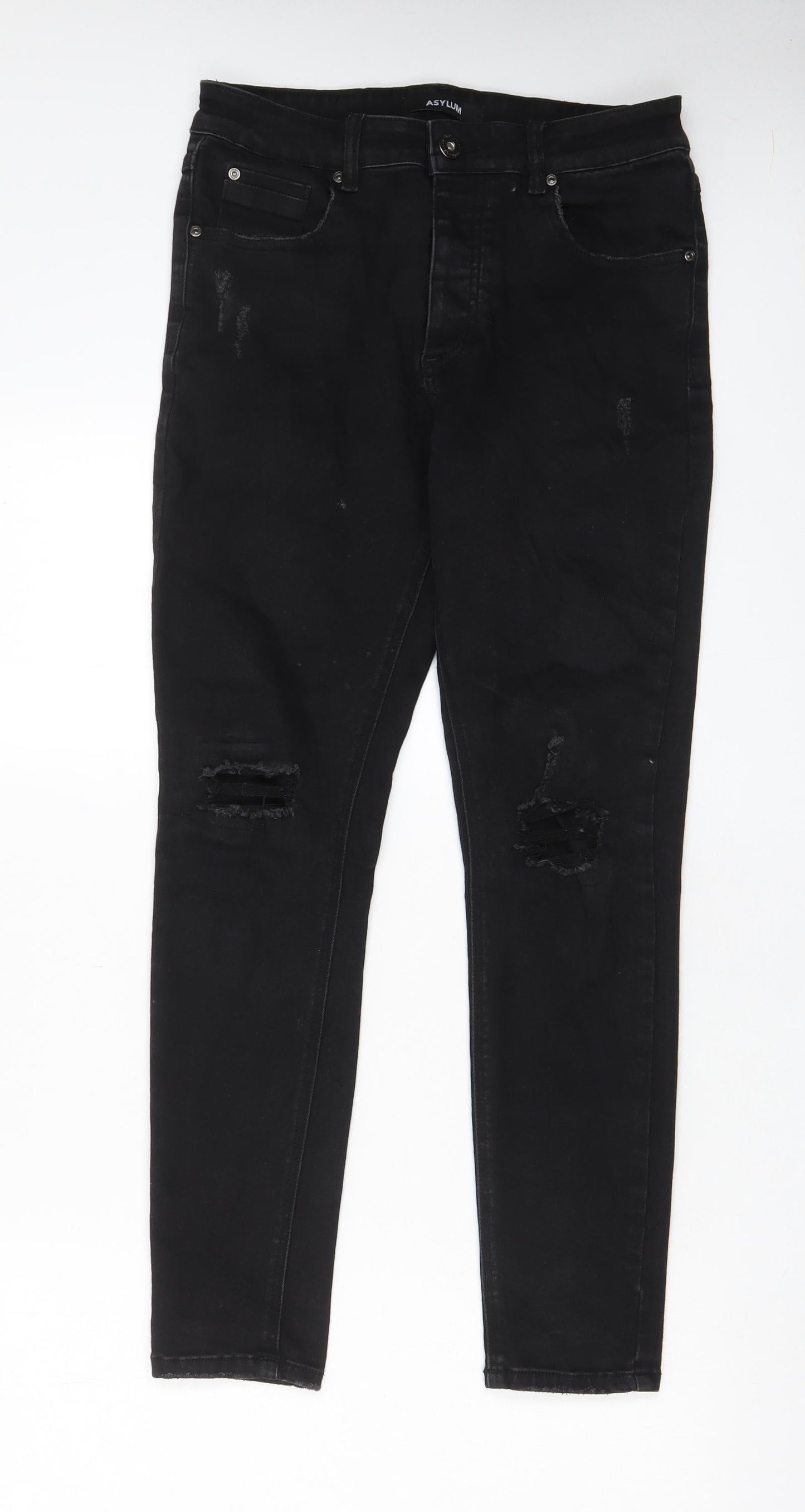 Asylum Womens Black Cotton Skinny Jeans Size 30 in L27 in Regular Zip - Pockets