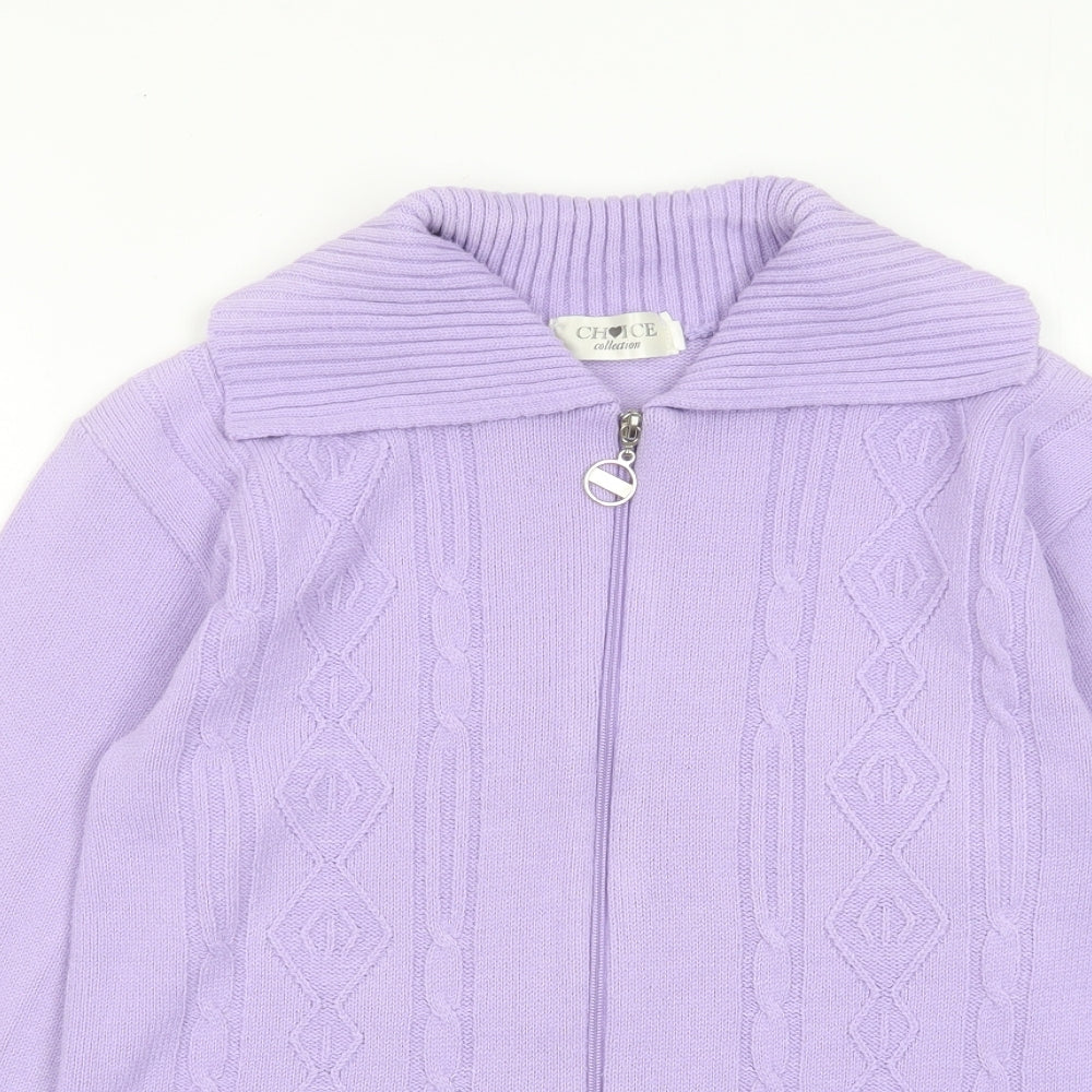 Choice Womens Purple Collared Acrylic Full Zip Jumper Size S - Pockets