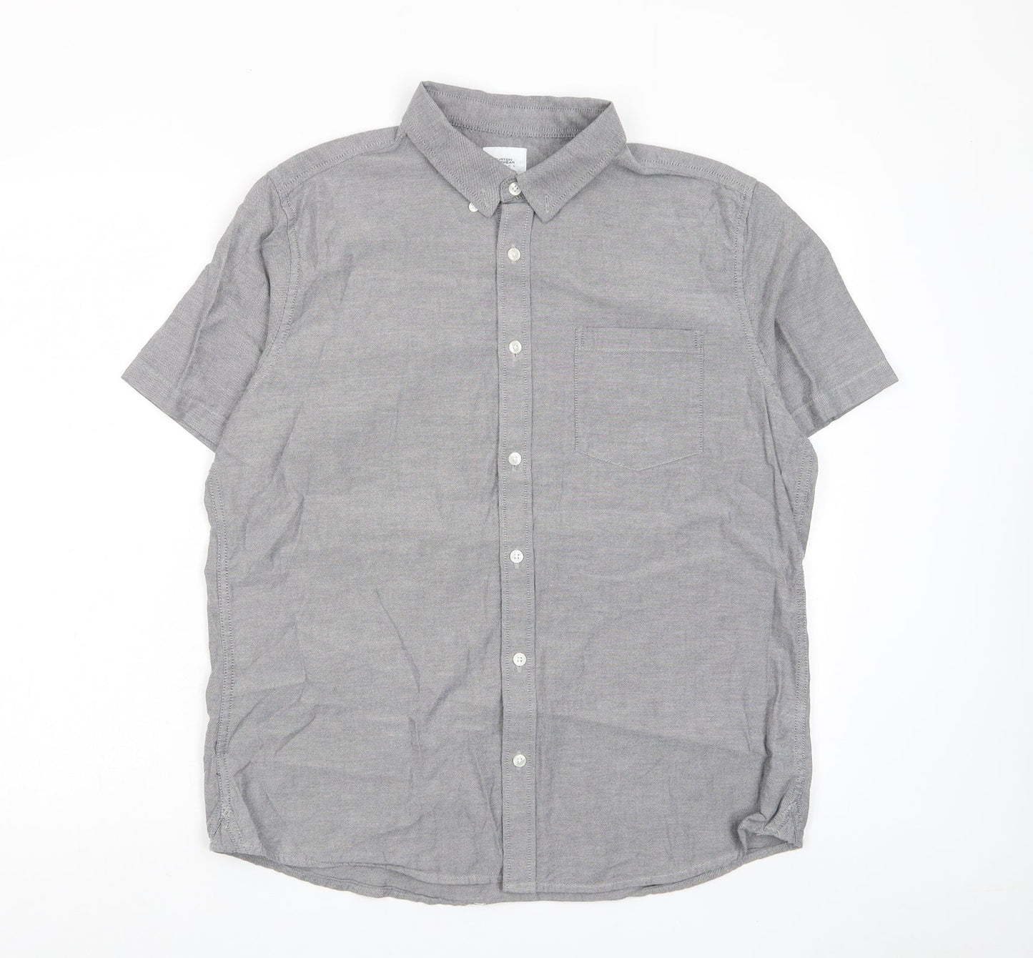 Burton Mens Grey Cotton Button-Up Size L Collared Button - Pocket