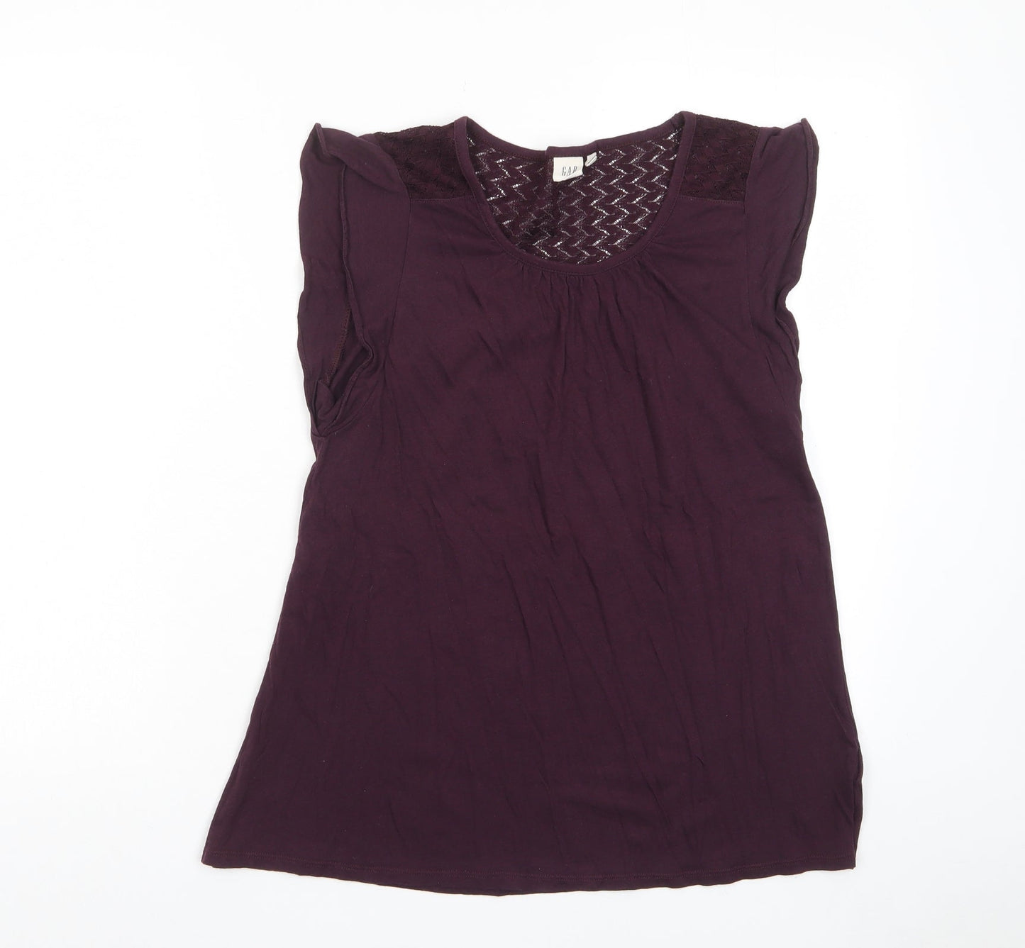 Gap Womens Purple Cotton Basic T-Shirt Size S Crew Neck