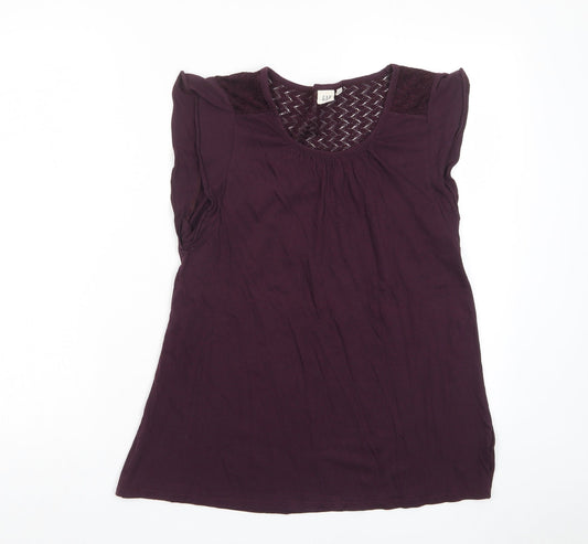 Gap Womens Purple Cotton Basic T-Shirt Size S Crew Neck