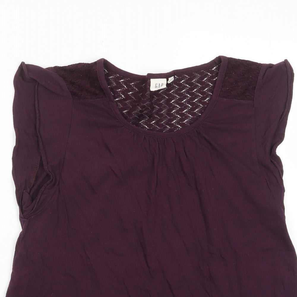 Gap Womens Purple Cotton Basic T-Shirt Size S Crew Neck