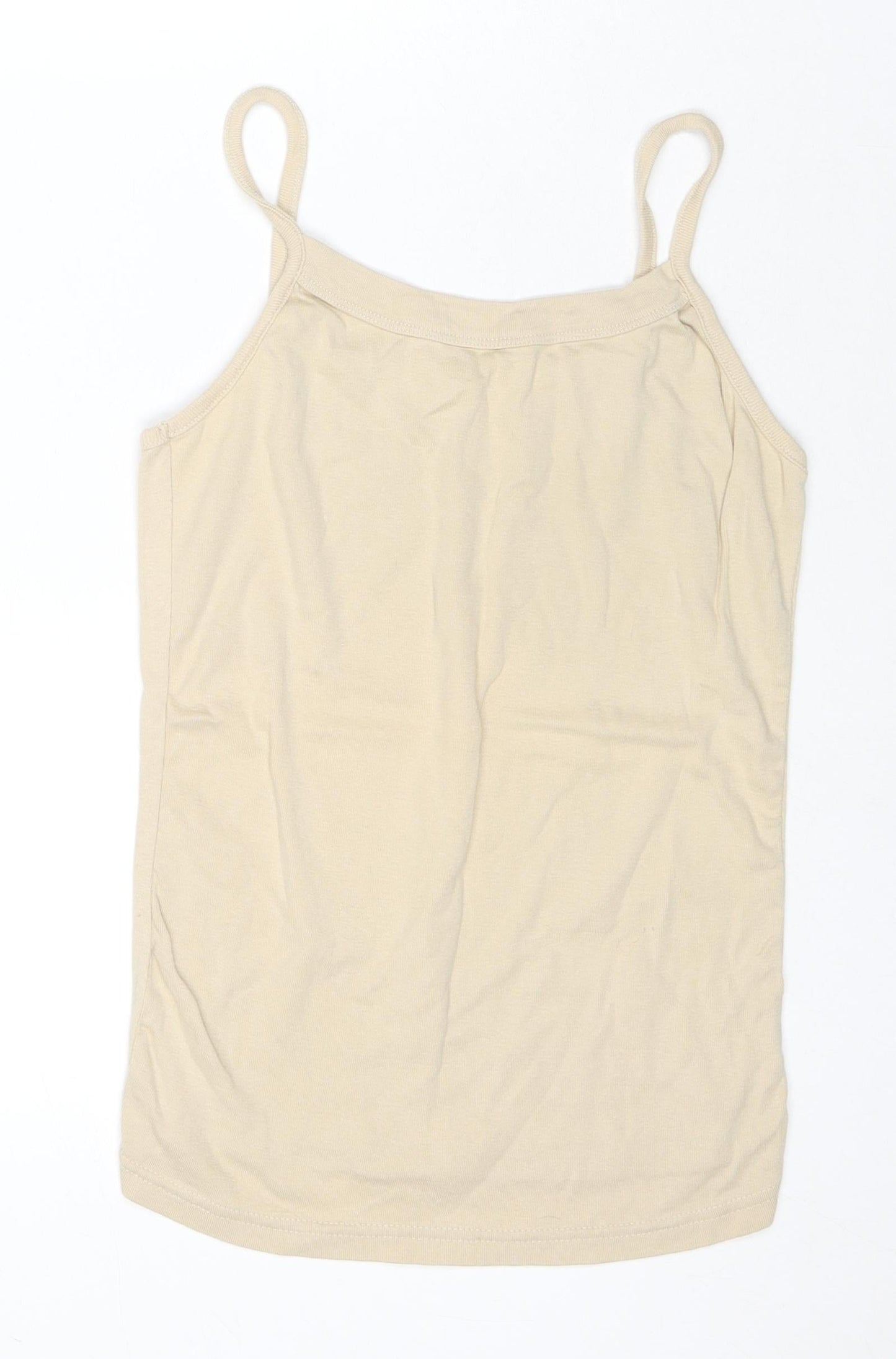 Ellie Louise Womens Beige Cotton Basic Tank Size 16 Round Neck