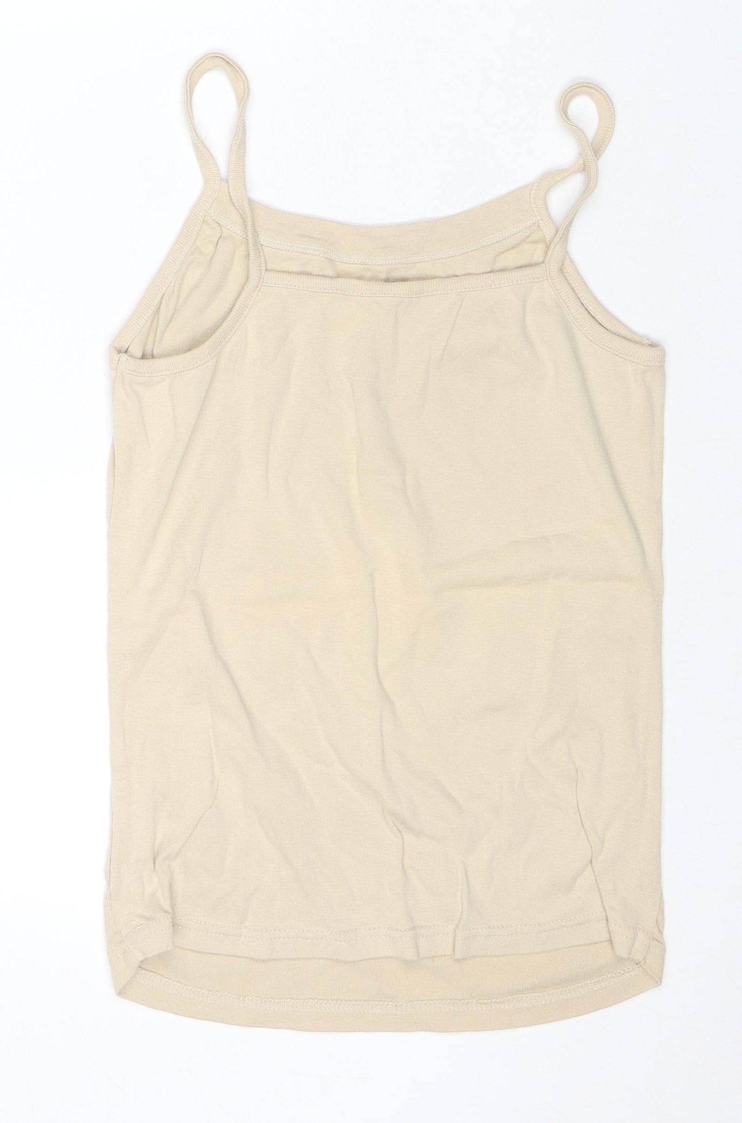 Ellie Louise Womens Beige Cotton Basic Tank Size 16 Round Neck