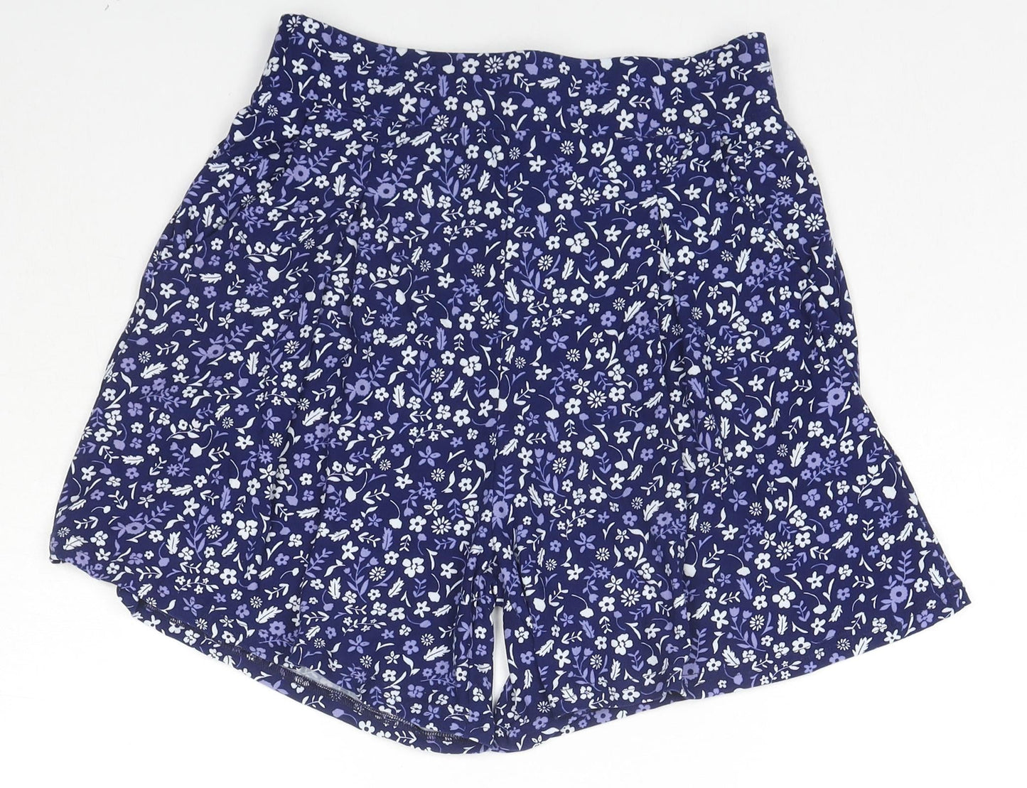 Ellie B Womens Blue Floral Polyester Basic Shorts Size 10 L6 in Regular Pull On - Size 10-12
