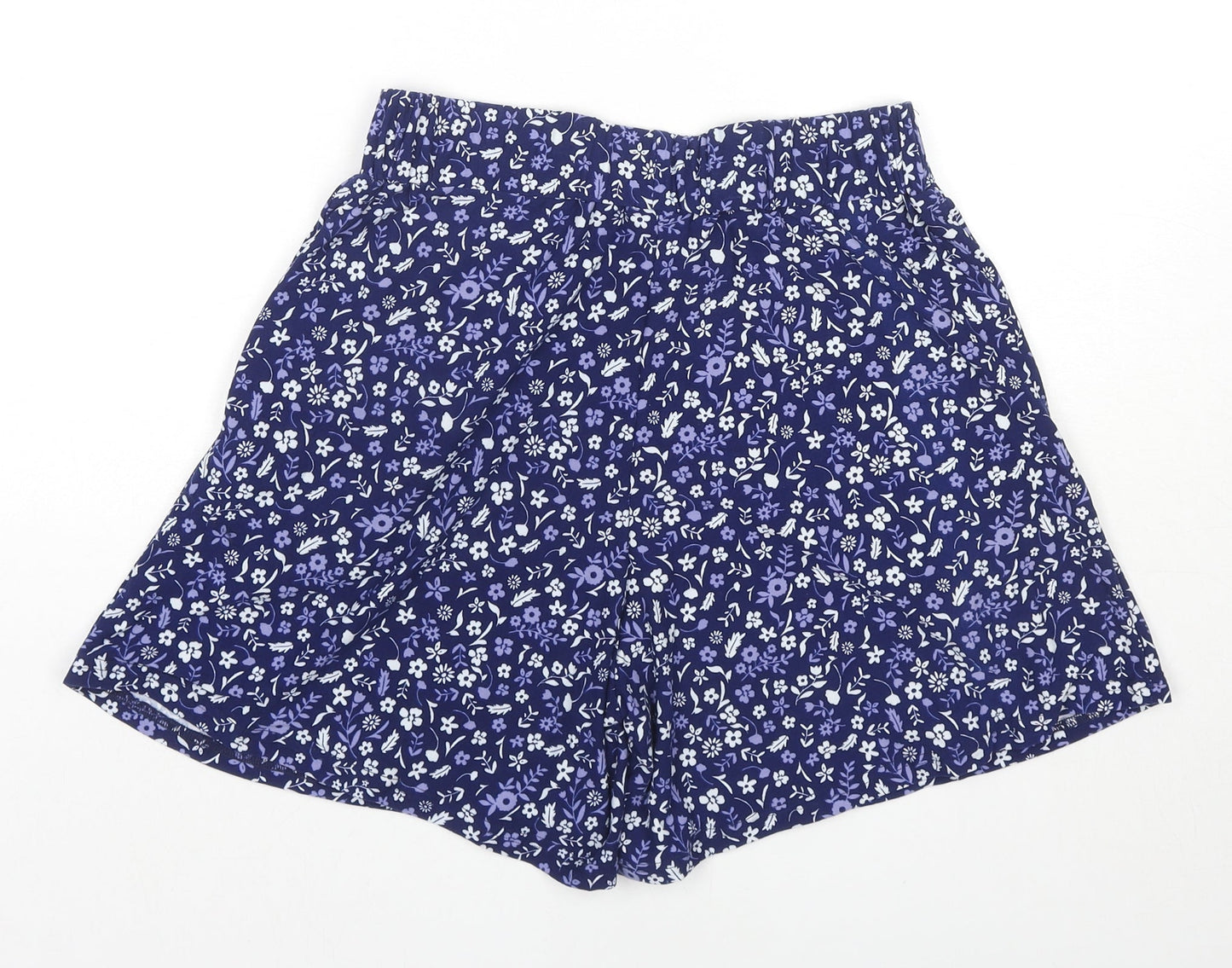 Ellie B Womens Blue Floral Polyester Basic Shorts Size 10 L6 in Regular Pull On - Size 10-12