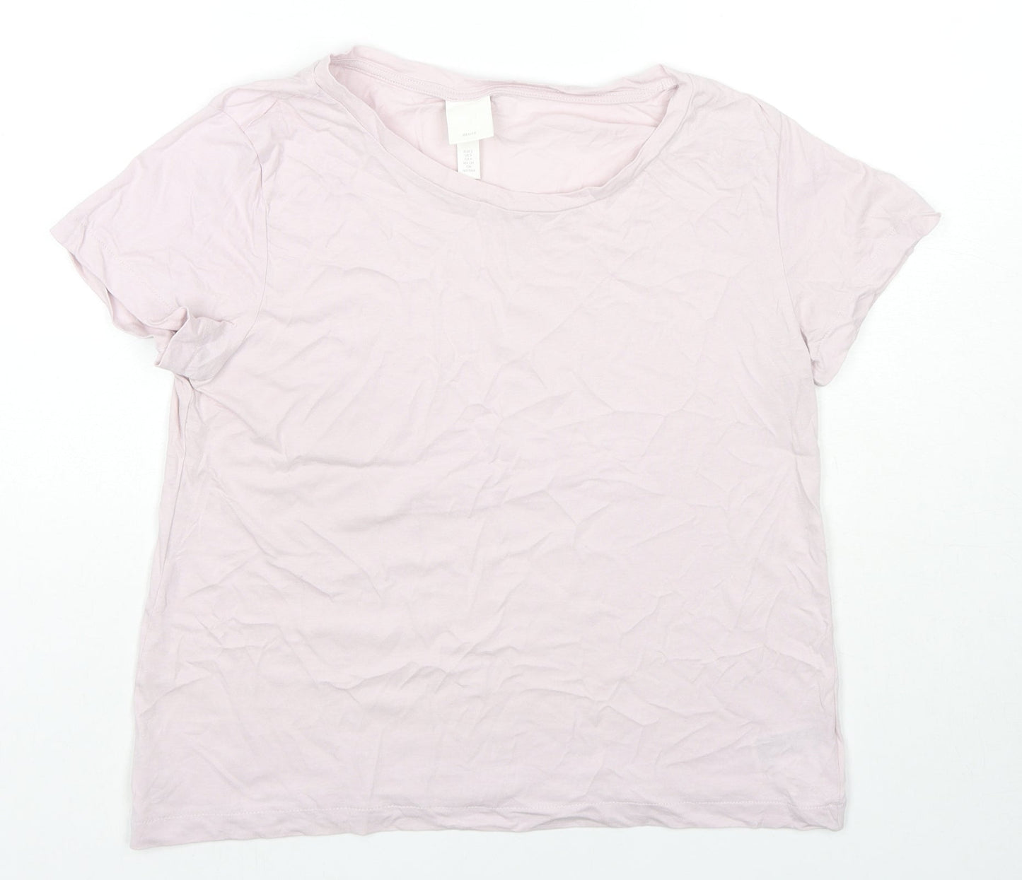H&M Womens Pink Cotton Basic T-Shirt Size S Round Neck