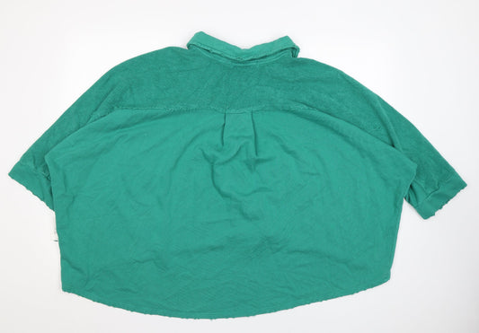 We The Free Womens Green Cotton Basic Button-Up Size S Collared