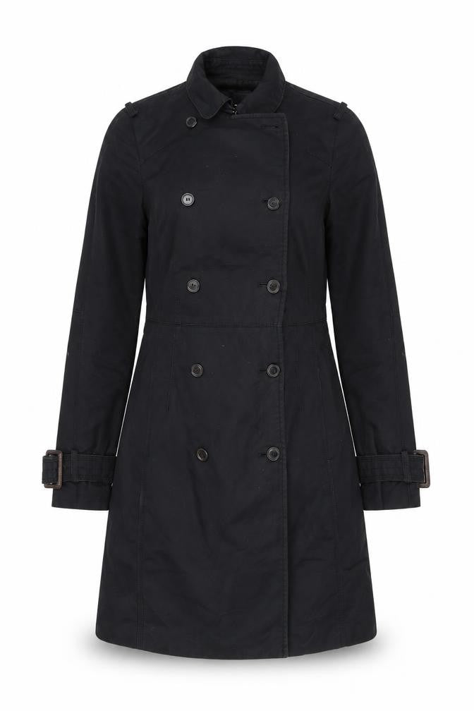 Zara Womens Black Trench Coat Jacket Size XS Button