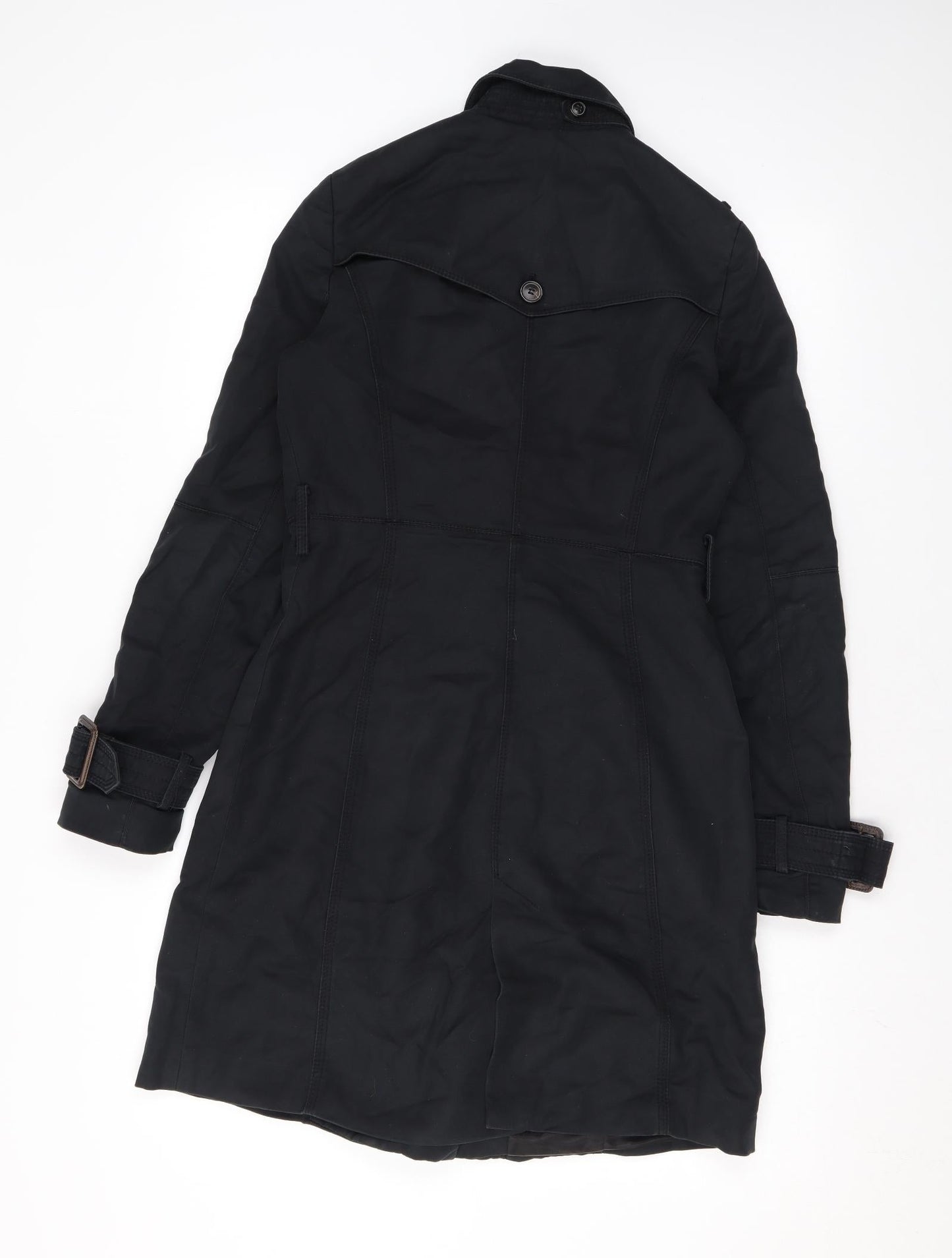 Zara Womens Black Trench Coat Jacket Size XS Button
