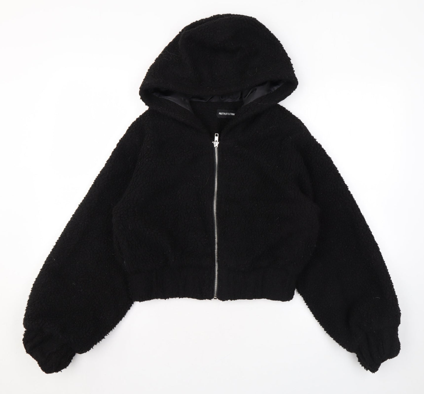 PRETTYLITTLETHING Womens Black Jacket Size 4 Zip