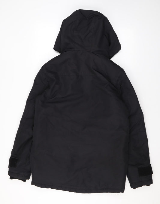 Bershka Mens Black Rain Coat Coat Size S Zip