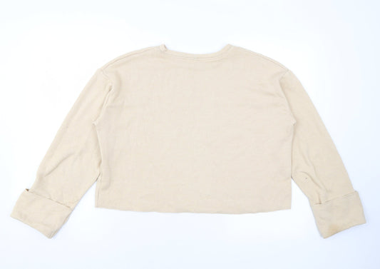 Zara Womens Beige Viscose Pullover Sweatshirt Size M Pullover - Cropped