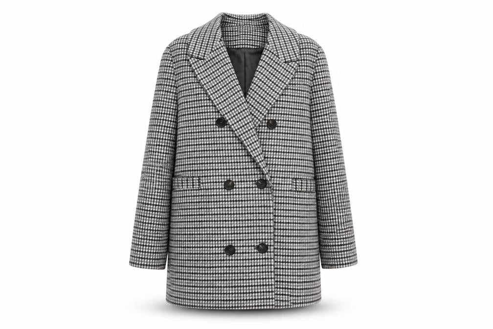 Marks and Spencer Womens Grey Plaid Overcoat Coat Size 18 Button