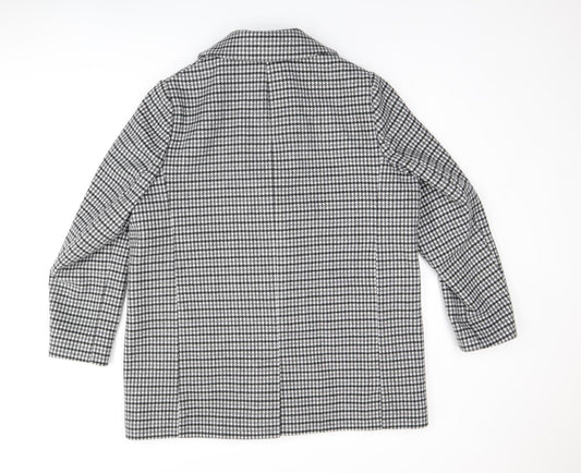 Marks and Spencer Womens Grey Plaid Overcoat Coat Size 18 Button