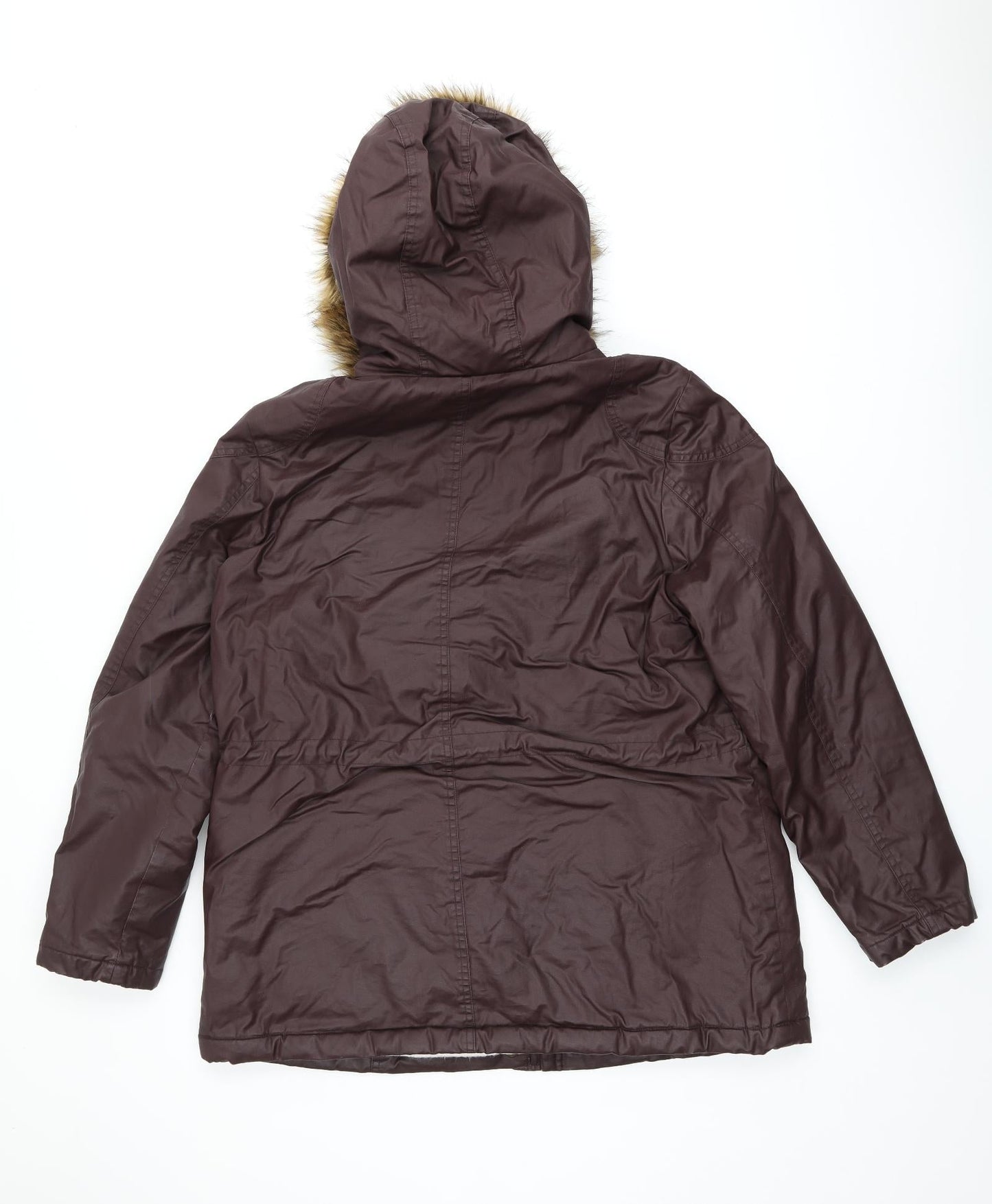 Marks and Spencer Womens Brown Parka Coat Size 16 Zip