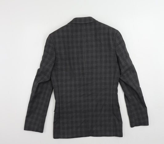 Limehaus Mens Grey Plaid Polyester Jacket Suit Jacket Size 34 Regular