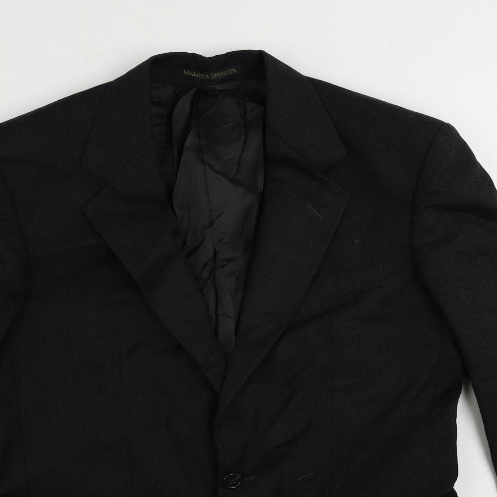 St Michael Mens Black Wool Jacket Suit Jacket Size 38 Regular