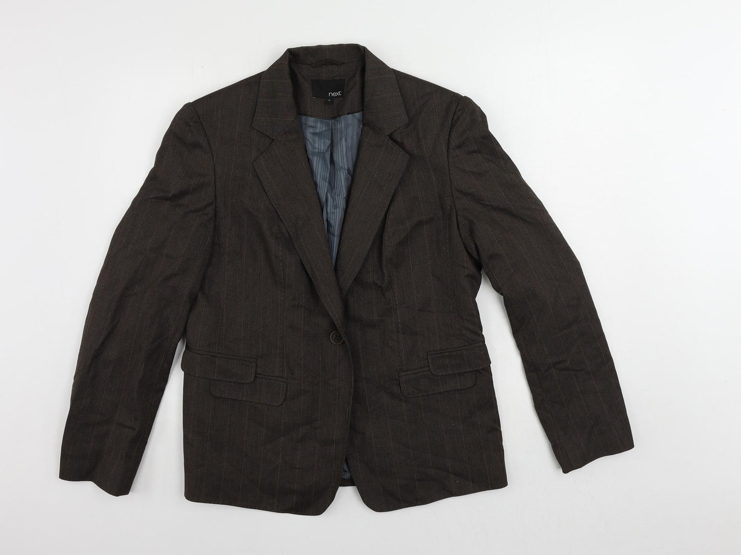 NEXT Womens Brown Striped Jacket Blazer Size 16 Button