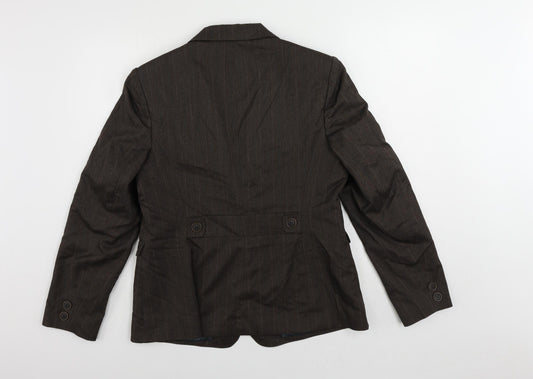 NEXT Womens Brown Striped Jacket Blazer Size 16 Button