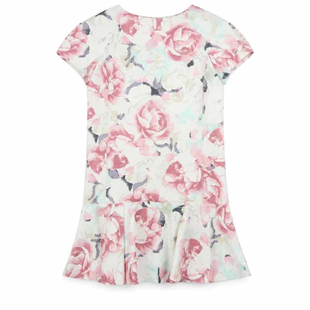 Marks and Spencer Womens Multicoloured Floral Polyester Shift Size 14 Boat Neck Zip - Ruffle