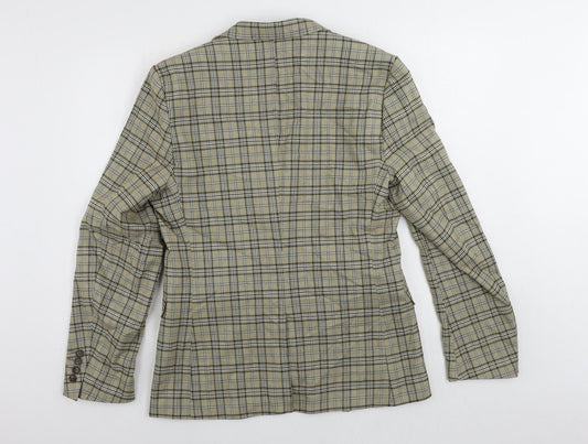 Boohoo Man Mens Beige Plaid Polyester Jacket Blazer Size 42 Regular