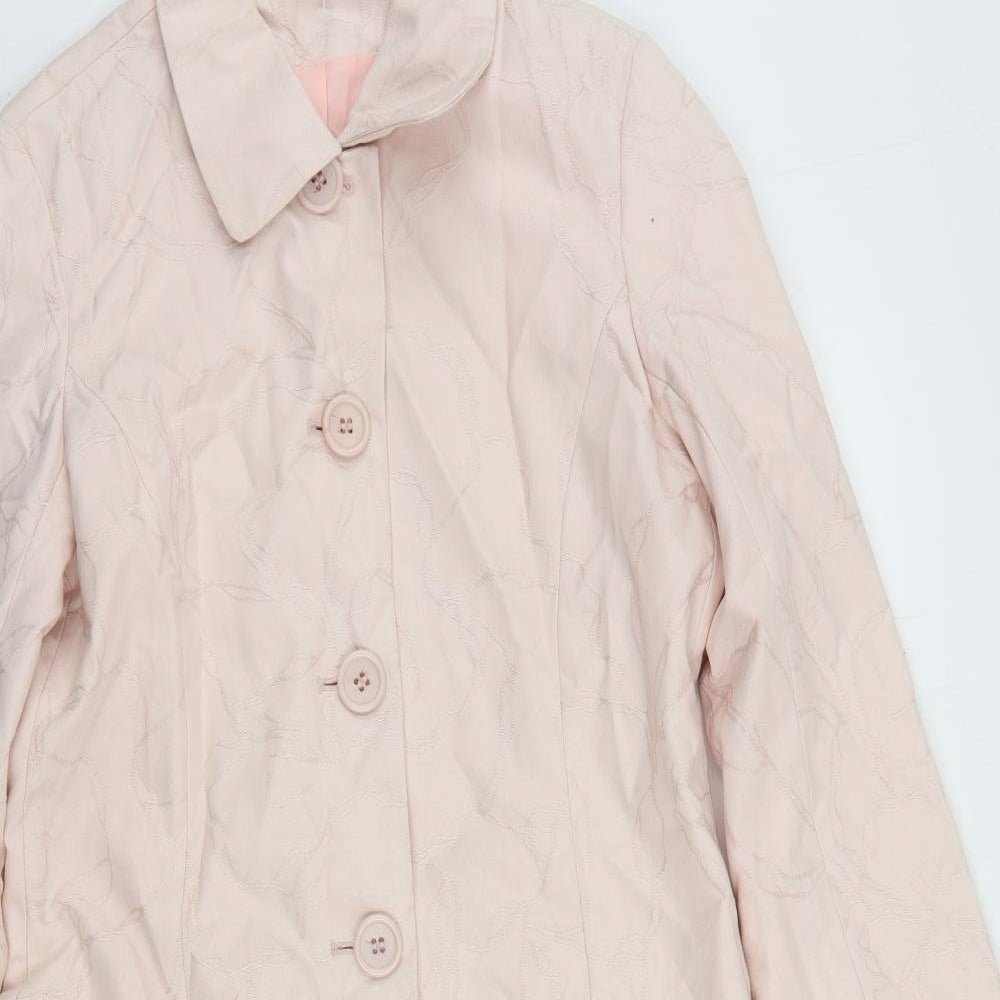 NEXT Womens Pink Overcoat Coat Size 10 Button - Embroidered