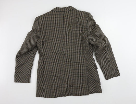 Francis Galay Mens Brown Geometric Wool Jacket Blazer Size 40 Regular