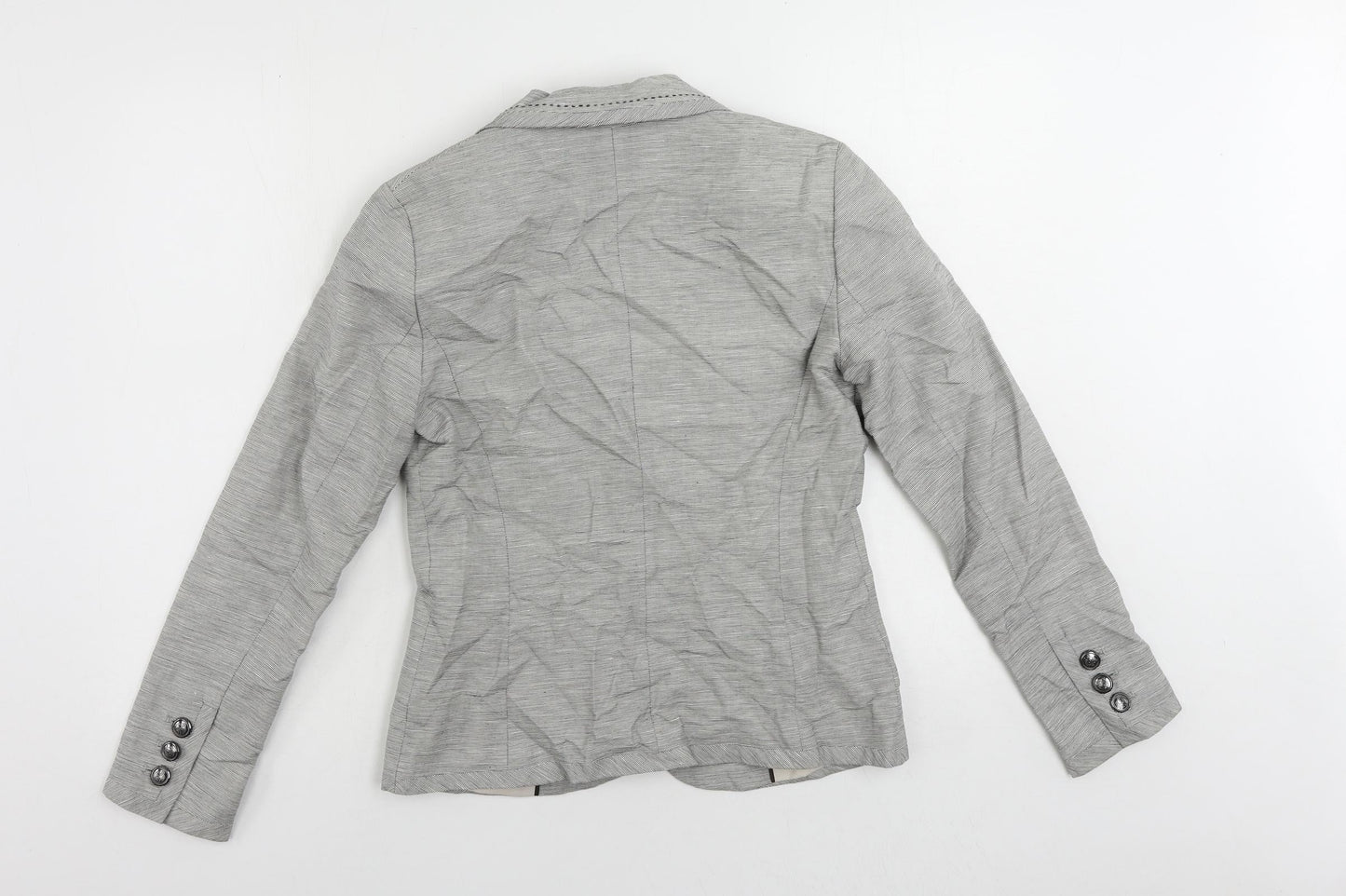 Marks and Spencer Womens Grey Striped Jacket Blazer Size 10 Button