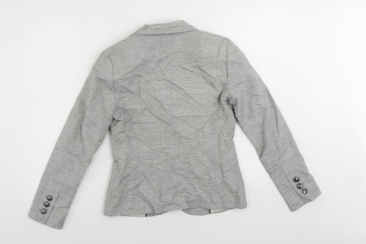 Marks and Spencer Womens Grey Striped Jacket Blazer Size 10 Button