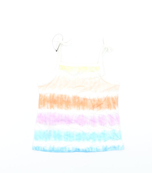 Marks and Spencer Girls Multicoloured Geometric Cotton Basic Tank Size 3-4 Years Square Neck Pullover