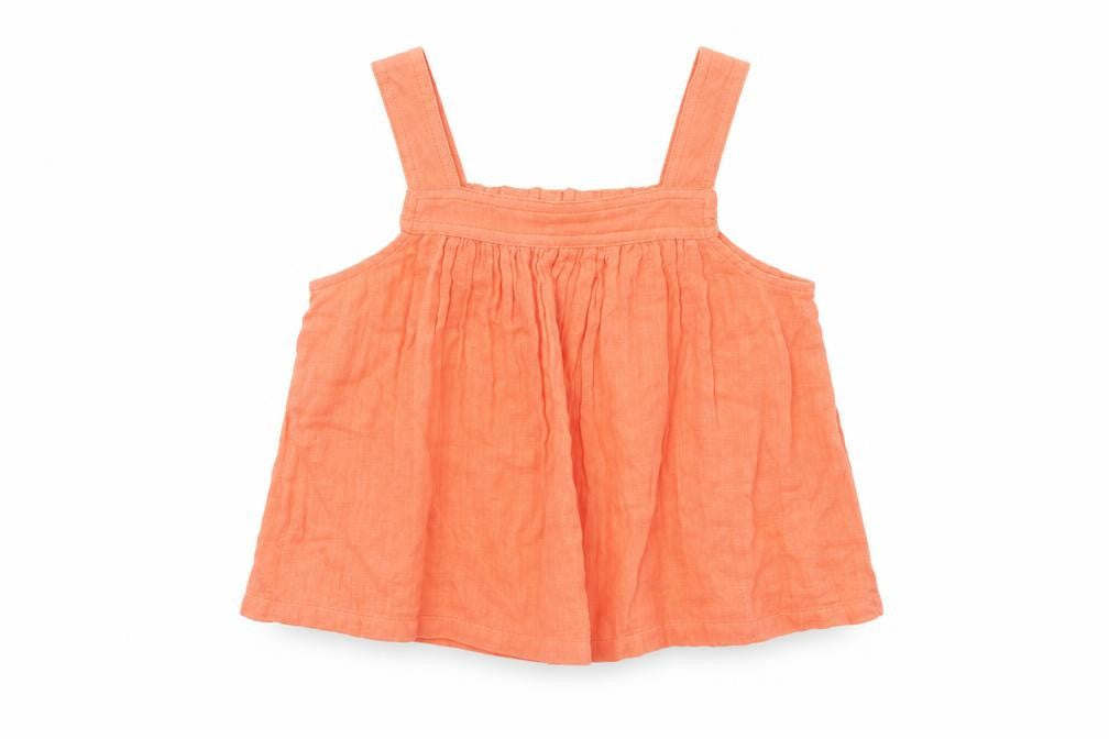Marks and Spencer Girls Orange Cotton Basic Tank Size 8-9 Years Square Neck Pullover