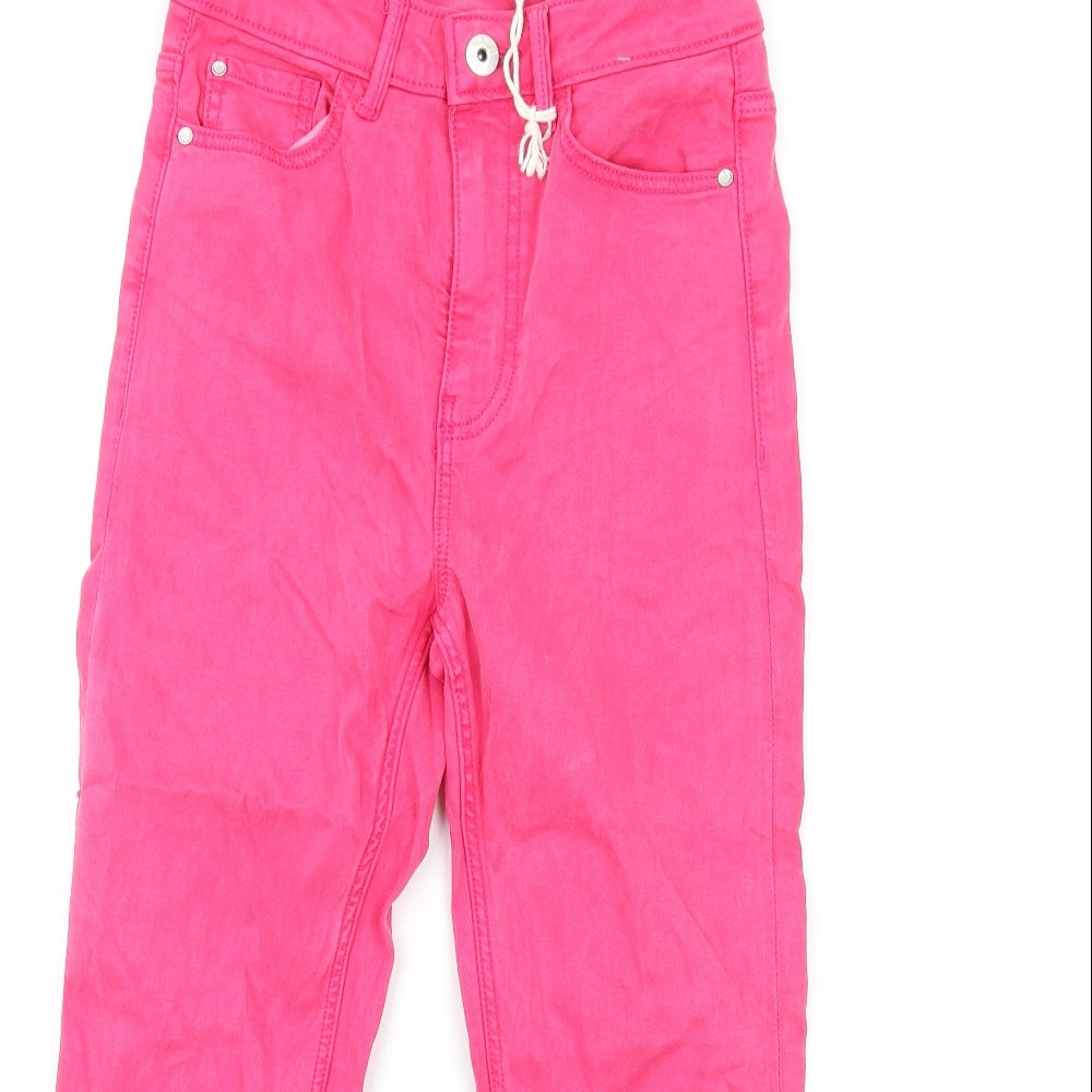 Marks and Spencer Womens Pink Cotton Skinny Jeans Size 6 L24 in Regular Zip