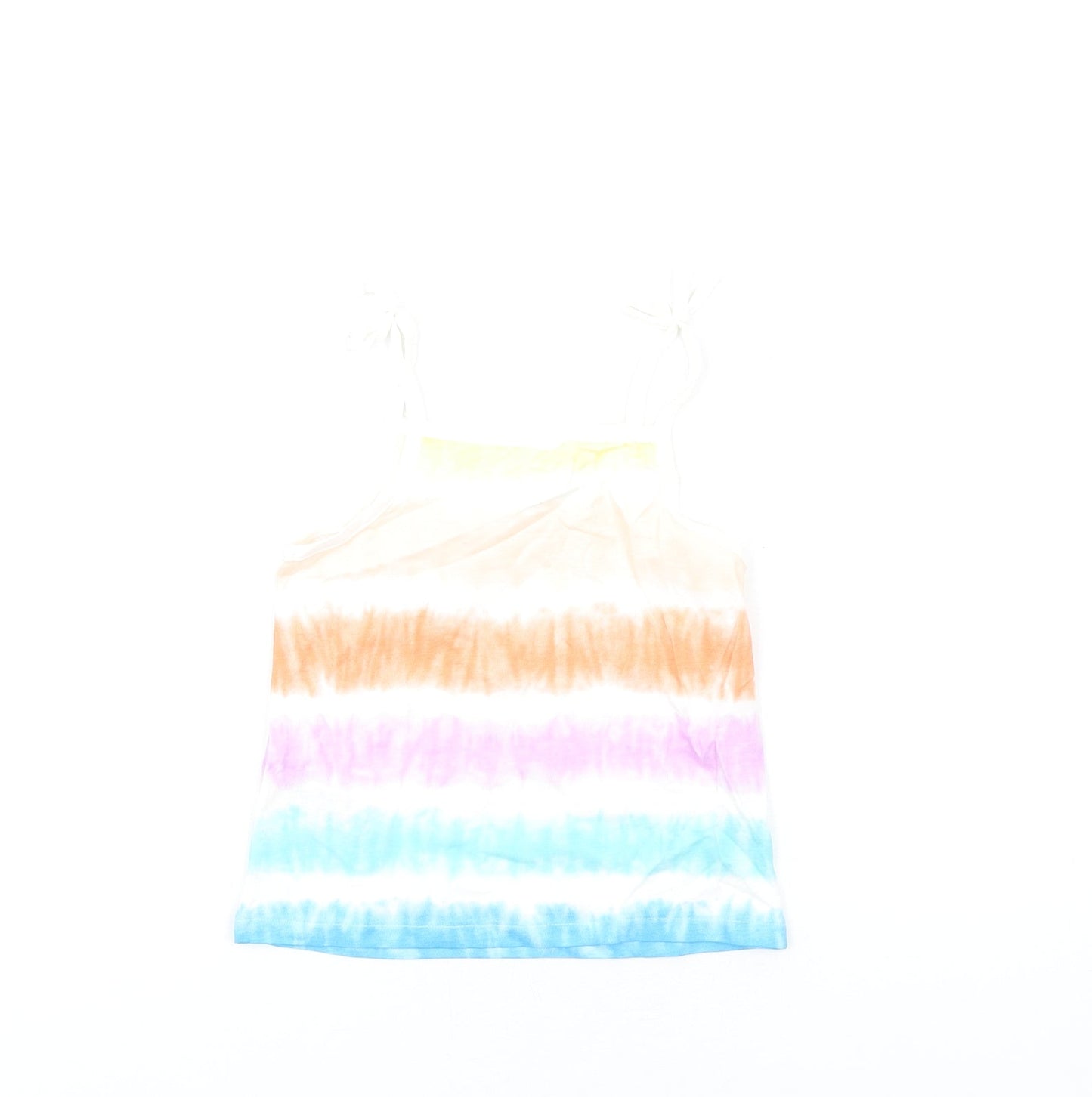 Marks and Spencer Girls Multicoloured Geometric Cotton Basic Tank Size 4-5 Years Square Neck Pullover