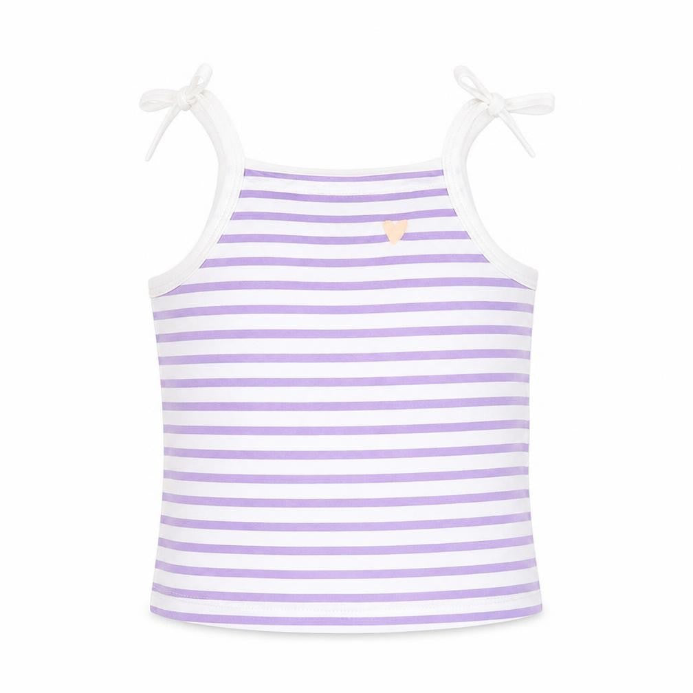 Marks and Spencer Girls Purple Striped Cotton Basic Tank Size 2-3 Years Square Neck Pullover