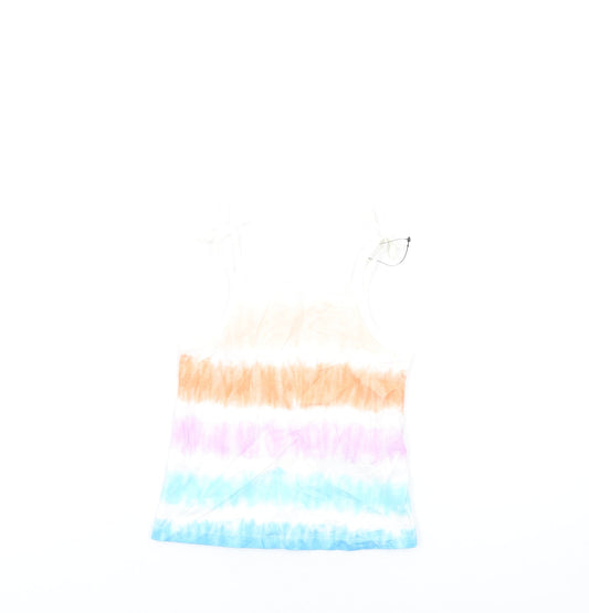 Marks and Spencer Girls Multicoloured Geometric Cotton Basic Tank Size 3-4 Years Square Neck Pullover