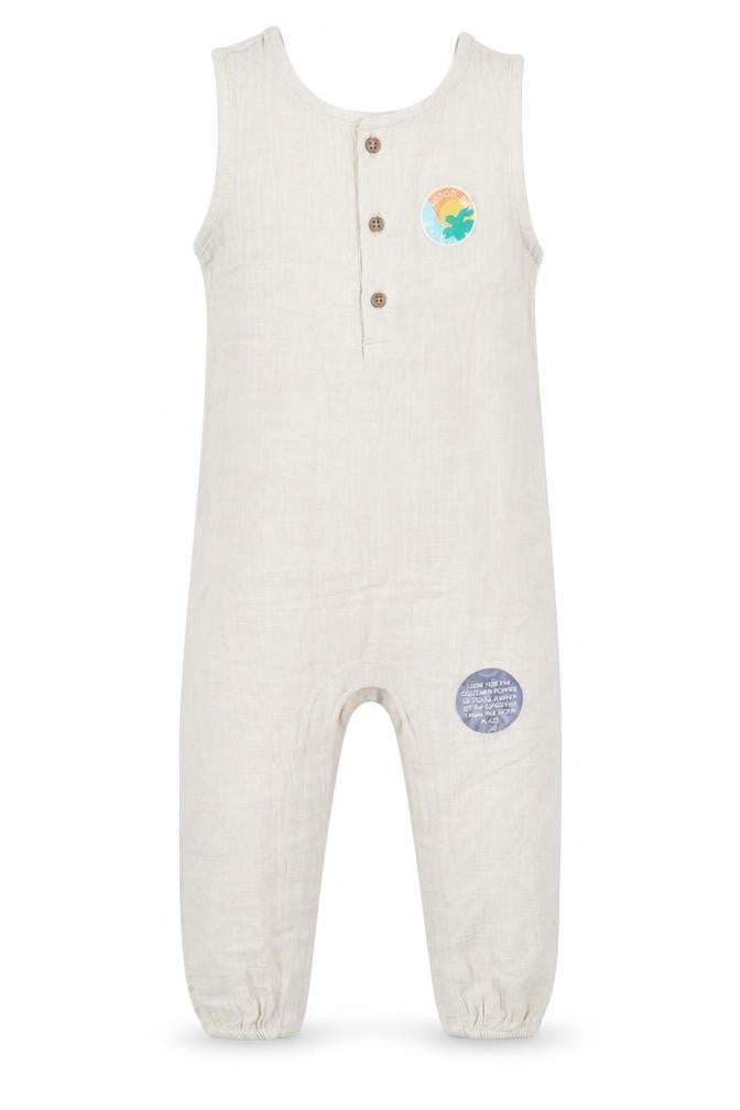 Marks and Spencer Girls Beige Cotton Romper One-Piece Size 2-3 Years L13 in Snap