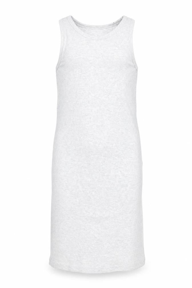 Marks and Spencer Girls Grey Cotton Tank Dress Size 8-9 Years Round Neck Pullover