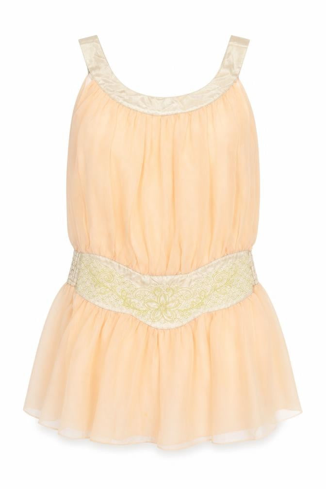 Tenki Womens Orange Polyester Camisole Tank Size S Round Neck - Embroidered Detail