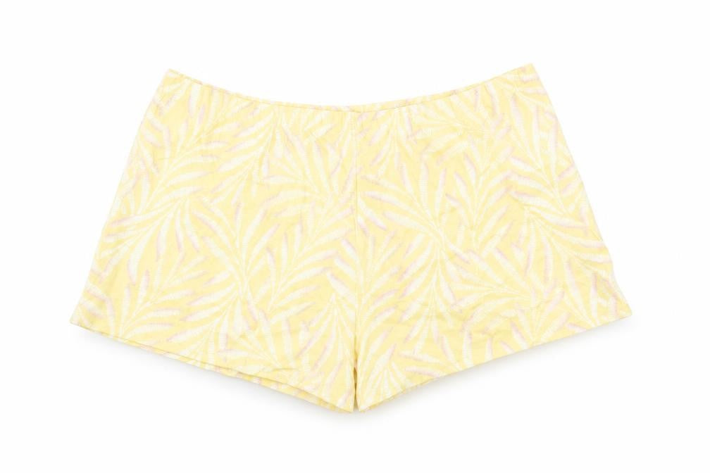 Marks and Spencer Womens Yellow Geometric 100% Cotton Top Sleep Shorts Size M - Elasticated Waist