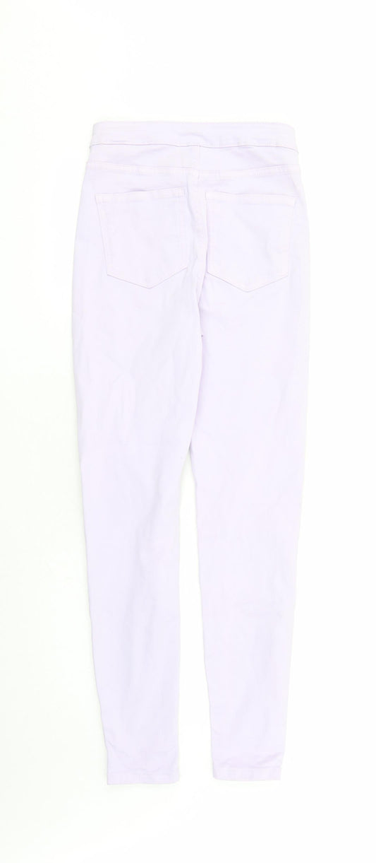 Marks and Spencer Womens Purple Cotton Skinny Jeans Size 8 L29 in Regular Zip - Super Skinny
