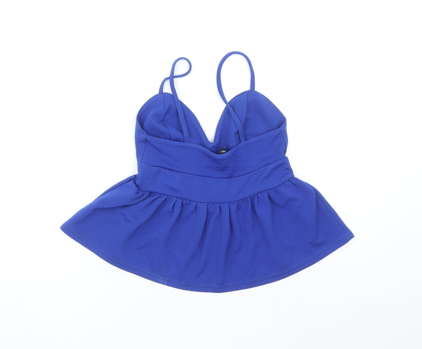 New Look Womens Blue Polyester Cropped Tank Size 8 V-Neck