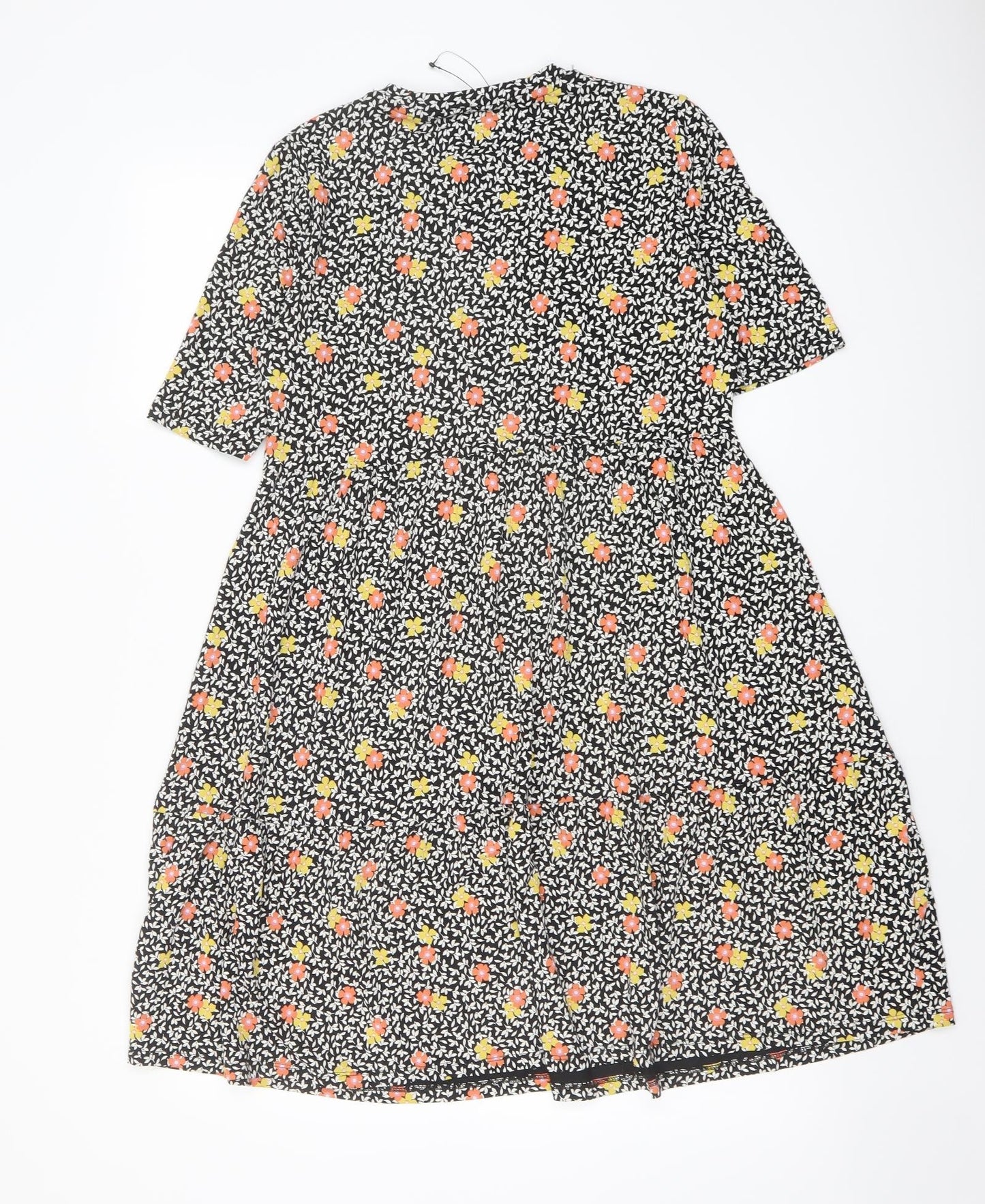 Marks and Spencer Womens Multicoloured Floral Viscose A-Line Size 10 Crew Neck Pullover